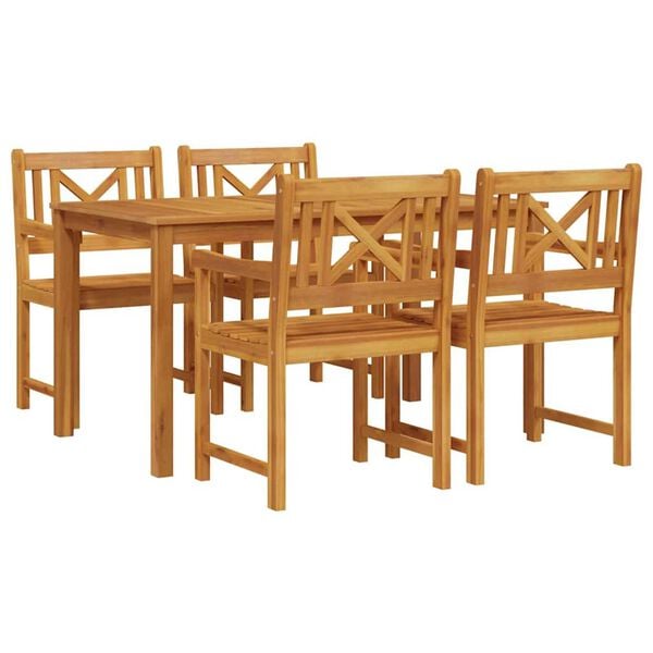vidaXL Σέτ φαγητού για κήπο 5 pcs Καφέ Μασίφ ξύλο ακακίας
