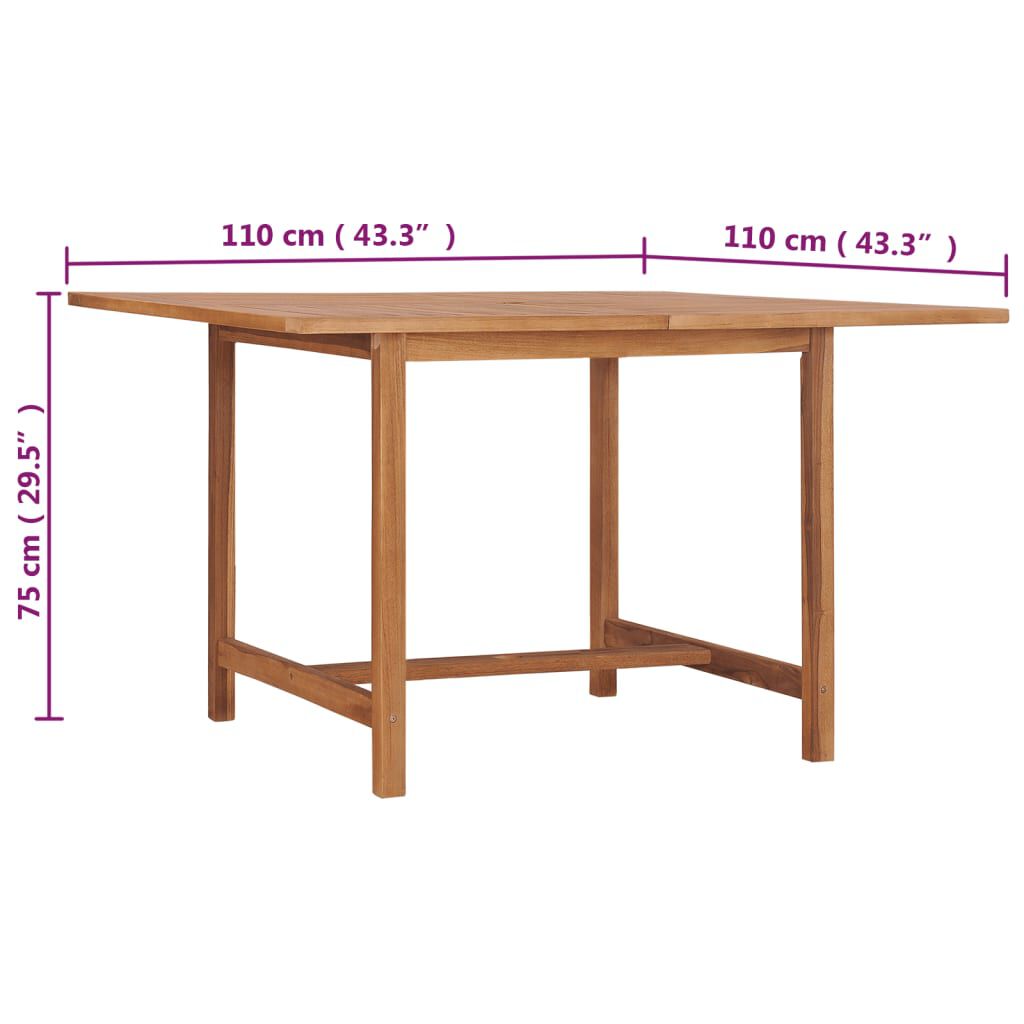 vidaXL Τραπεζαρία Κήπου 110 x 110 x 75 εκ. από Μασίφ Ξύλο Teak