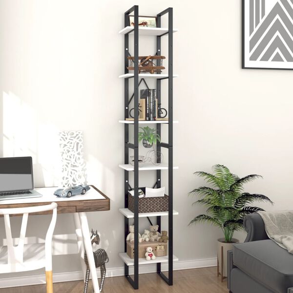 vidaXL Βιβλιοθήκη με 6 Ράφια Λευκή 40 x 30 x 210 εκ. από Επεξ. Ξύλο