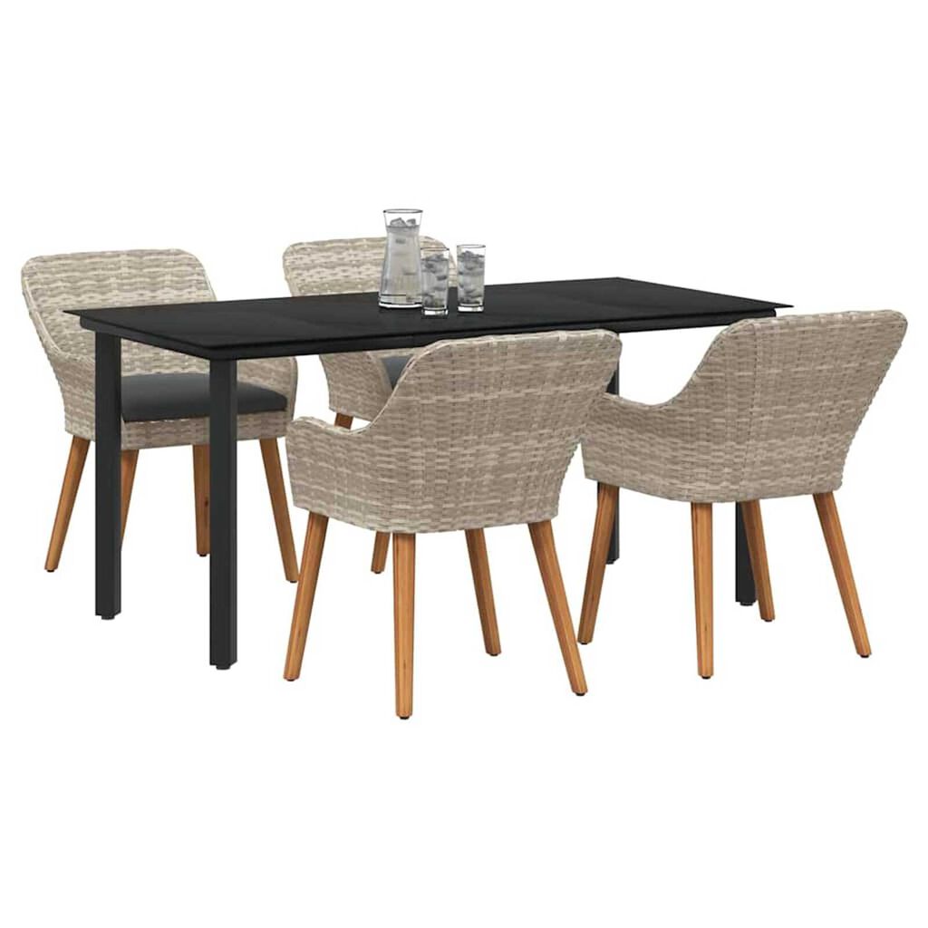 vidaXL Σετ τραπεζαρίας 5 pcs Ανοιχτό γκρι Πολυ ράταν
