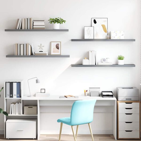 vidaXL Ράφια Τοίχου 4 τεμ. Γκρι 120x23,5x3,8 εκ. MDF