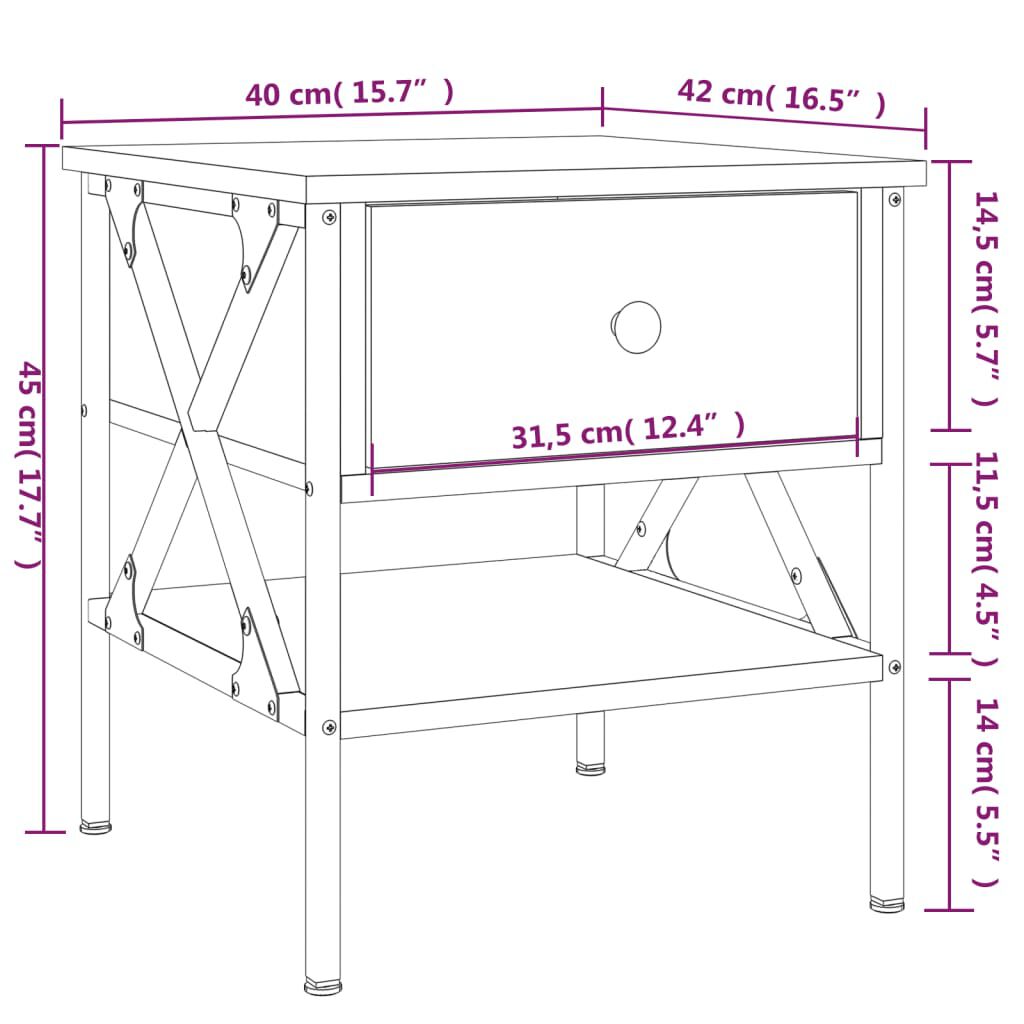 vidaXL Κομοδίνα 2 τεμ. Sonoma Δρυς 40x42x45 εκ. από Επεξεργασμένο Ξύλο