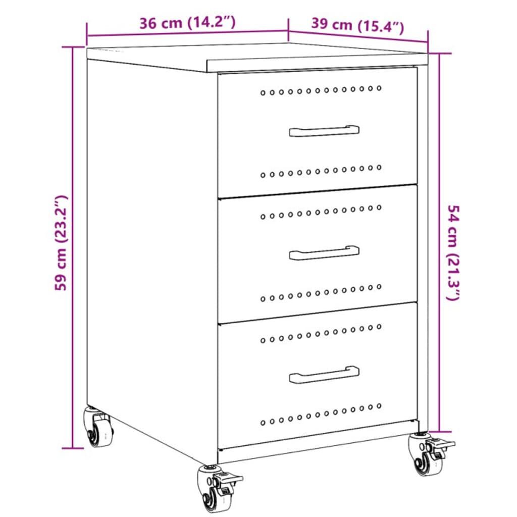vidaXL Κομοδίνο Μαύρο 36x39x59 εκ. από Χάλυβα