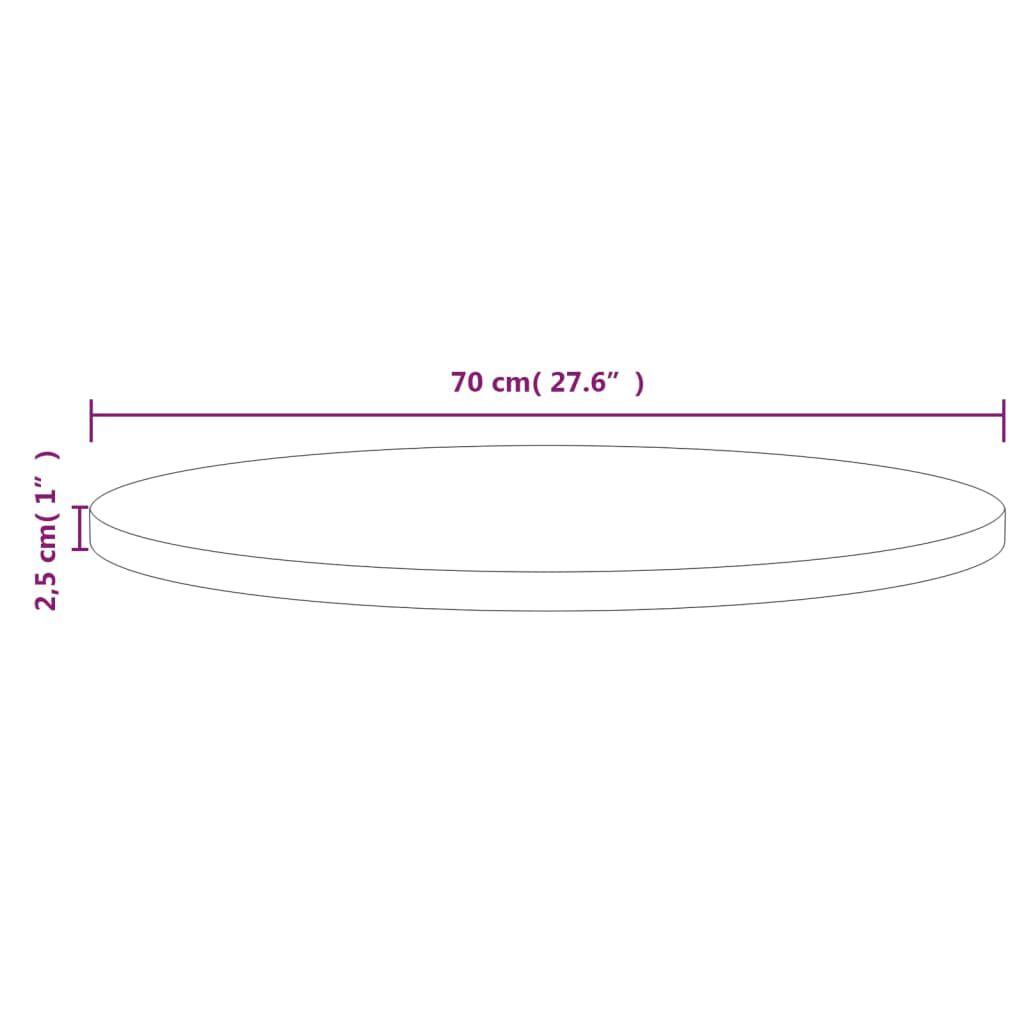 vidaXL Επιφάνεια Τραπεζιού Ø70 x 2,5 εκ. από Μασίφ Ξύλο Πεύκου