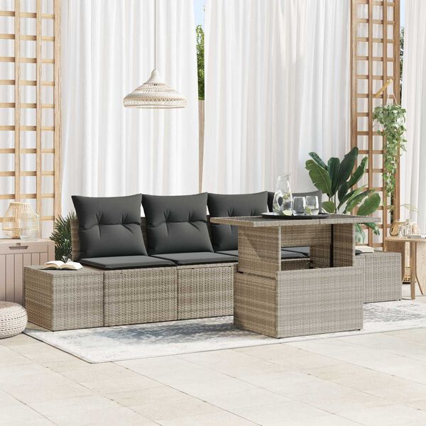 vidaXL Σετ Καναπέ Κήπου 5 pcs Ανοιχτό γκρι 100 x 55 x 73 εκ