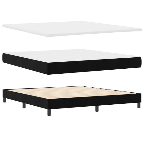 vidaXL Κρεβάτι Box Spring με Στρώμα Μαύρο Σούπερ Βασιλικό Βελούδο