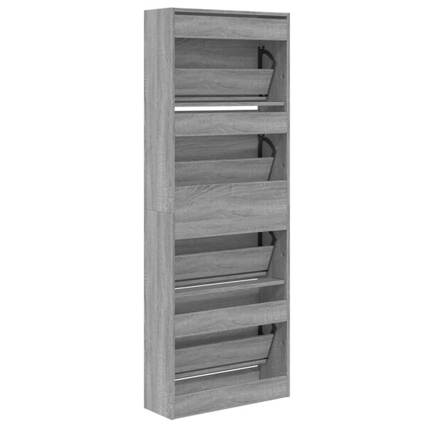vidaXL Παπουτσοθήκη Γκρι Sonoma 60x21x163,5 εκ. από Επεξεργ. Ξύλο