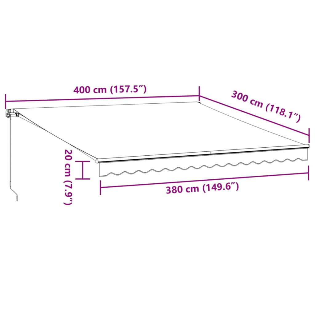 vidaXL Τέντα Πτυσσόμενη Χειροκίνητη με LED Καφέ 400x300 εκ.