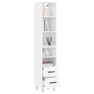 vidaXL Ντουλάπι Γυαλ. Λευκό 34,5 x 34 x 180 εκ. από Επεξεργασμένο Ξύλο