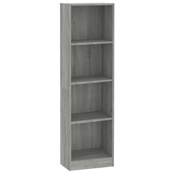vidaXL Βιβλιοθήκη με 4 Ράφια Γκρι Sonoma 40x24x143 εκ. Επεξεργ. Ξύλο