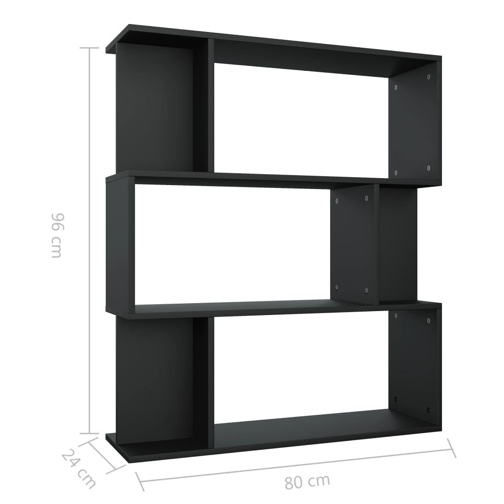 vidaXL Βιβλιοθήκη/Διαχωριστικό Χώρου Μαύρο 80x24x96 εκ. Επεξ. Ξύλο