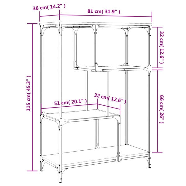 vidaXL Βιβλιοθήκη Sonoma Δρυς 81 x 36 x 115 εκ. Επεξεργ. Ξύλο / Ατσάλι