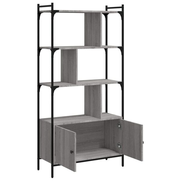 vidaXL Βιβλιοθήκη με Πόρτες Γκρι Sonoma 76,5x30x154,5 εκ. Επεξ. Ξύλο