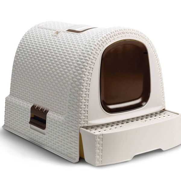 408742 Curver Hooded Cat Litter Box 51x38,5x39,5 cm White 400462