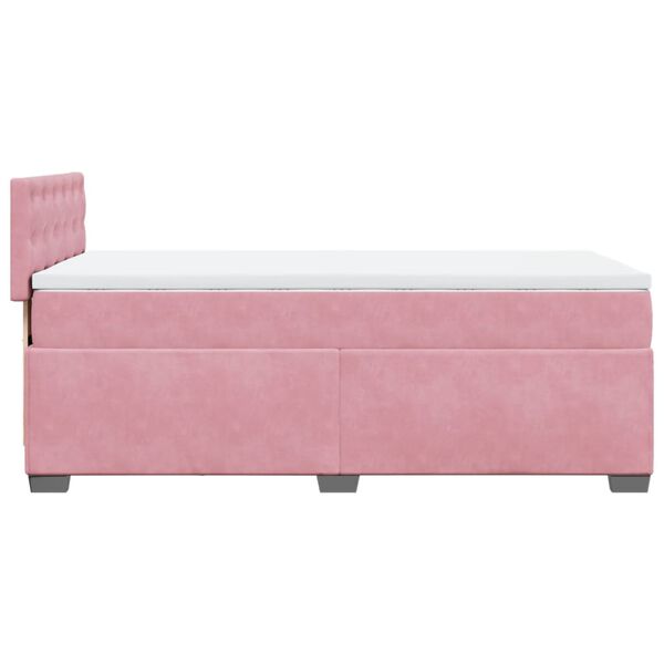 vidaXL Κρεβάτι Boxspring με Στρώμα Ροζ 90x190 εκ. Βελούδινο
