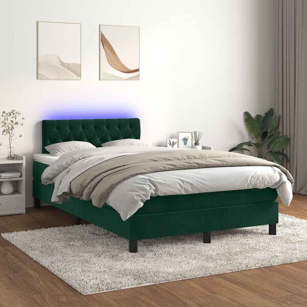 vidaXL &Kappa;&rho;&epsilon;&beta;ά&tau;&iota; Boxspring &mu;&epsilon; &Sigma;&tau;&rho;ώ&mu;&alpha; & LED &Sigma;&kappa;. &Pi;&rho;ά&sigma;&iota;&nu;&omicron; 120x200&epsilon;&kappa; &Beta;&epsilon;&lambda;&omicron;ύ&delta;&omicron;