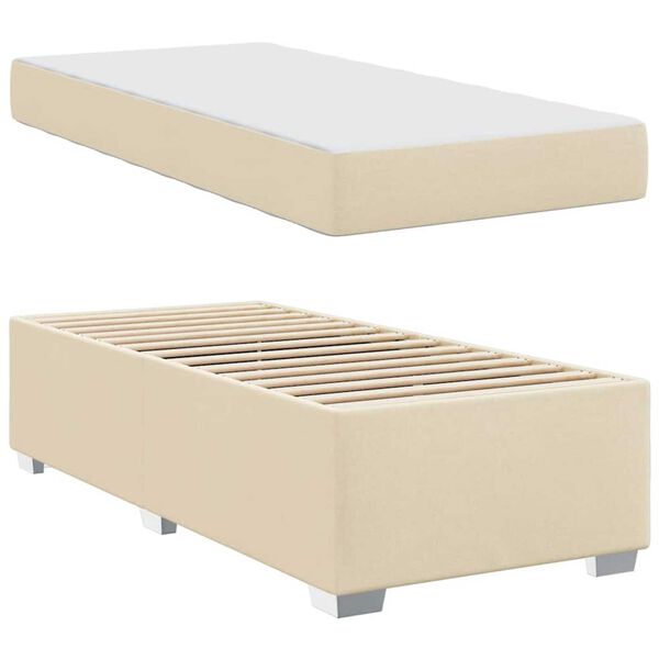 vidaXL Σκελετός Κρεβατιού Κρεμ 90 x 200 cm ύφασμα