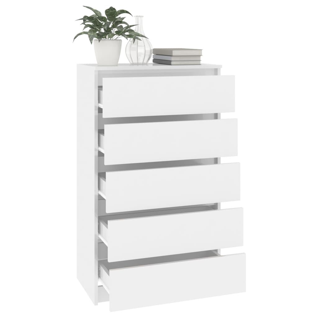 vidaXL Έπιπλο Συρταριών Γυαλ. Λευκό 60x36x103 εκ. Επεξεργασμένο Ξύλο