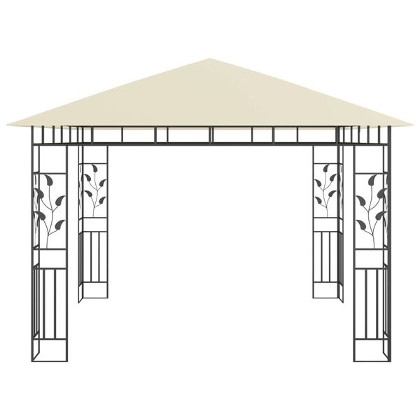 vidaXL Κιόσκι με Σήτα και Φωτάκια LED Κρεμ 3 x 3 x 2,73 μ.