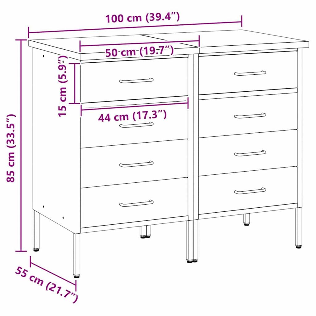 vidaXL Ντουλάπα Εργασίας 2 pcs Μαύρο και Γκρι 100 x 55 x 85 εκ.