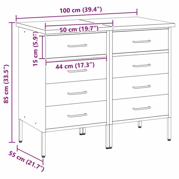 vidaXL Ντουλάπα Εργασίας 2 pcs Μαύρο και Γκρι 100 x 55 x 85 εκ.