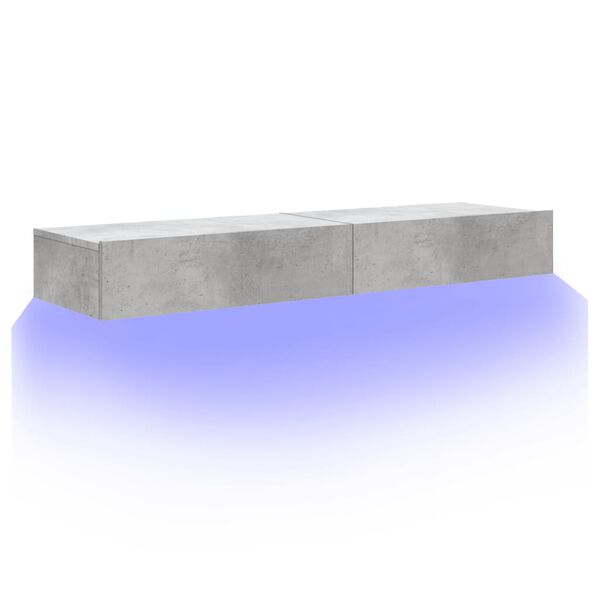 vidaXL Ντουλάπια Τηλεόρασης με LED 2 Τεμ. Γκρι Σκυρ. 60x35x15,5 εκ.