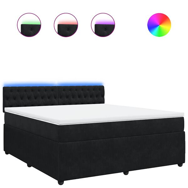 vidaXL Κρεβάτι Boxspring με Στρώμα Μαύρο 180x200 εκ. Βελούδινο