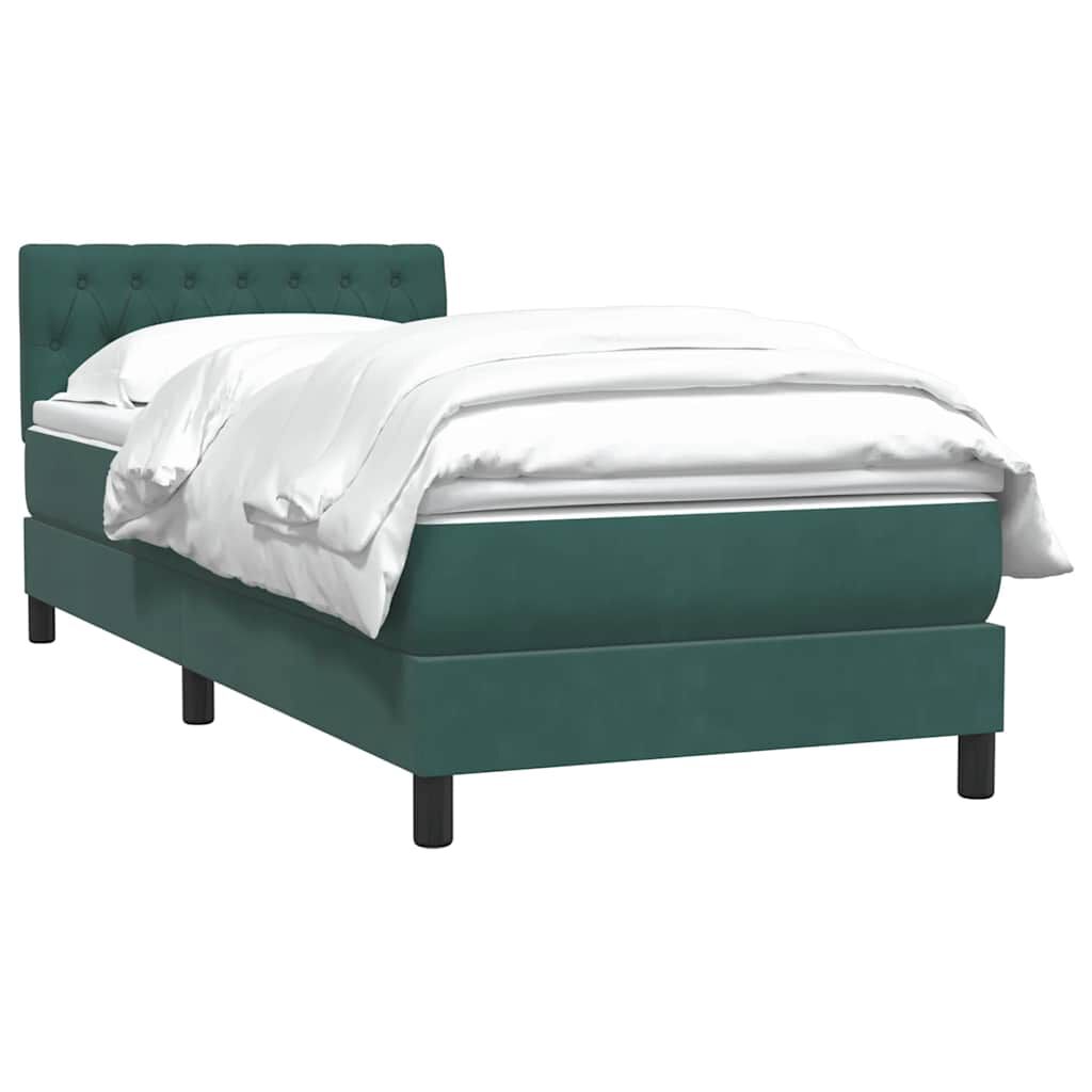 vidaXL Box Spring κρεβάτι με στρώμα σκούρο πράσινο 90x220 cm Velvet
