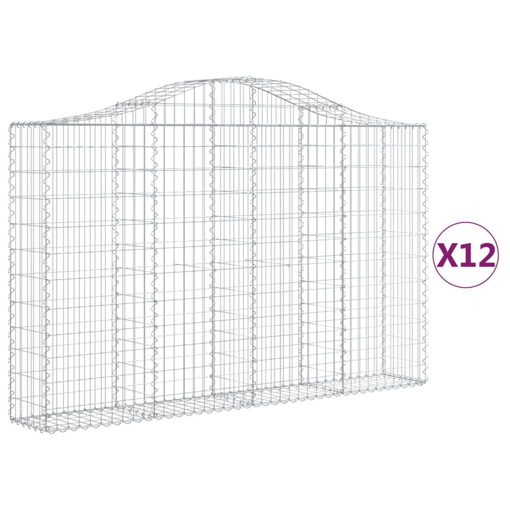 vidaXL Συρματοκιβώτια Τοξωτά 12 τεμ. 200x30x120/140 εκ. Γαλβαν. Ατσάλι