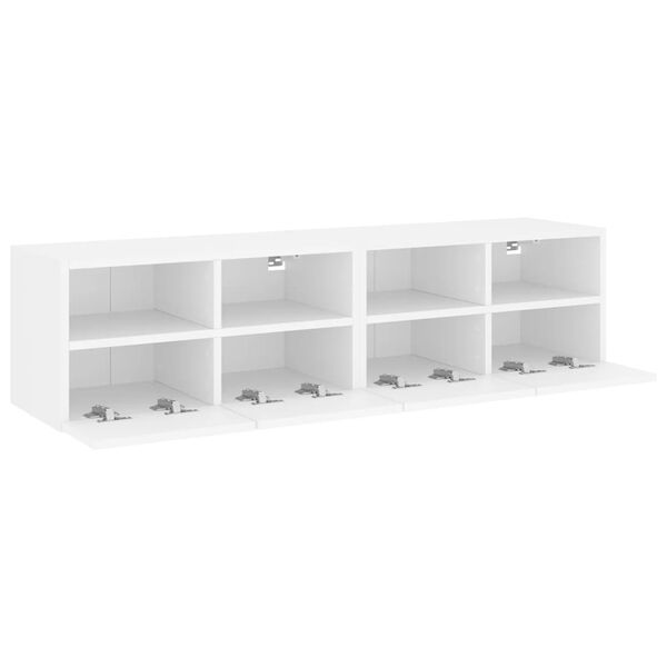 vidaXL Ντουλάπια Τοίχου Τηλεόρασης 2 Τεμ. Λευκά 60x30x30εκ. Επεξ. Ξύλο
