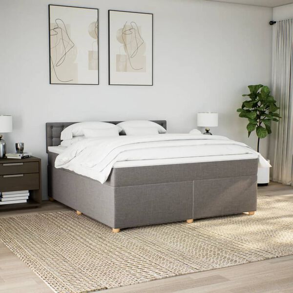 vidaXL &Kappa;&rho;&epsilon;&beta;ά&tau;&iota; Boxspring &mu;&epsilon; &Sigma;&tau;&rho;ώ&mu;&alpha; Taupe 180x200 &epsilon;&kappa;. &Upsilon;&phi;&alpha;&sigma;&mu;ά&tau;&iota;&nu;&omicron;