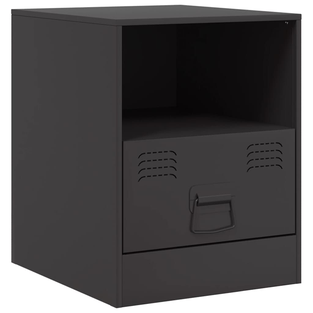 vidaXL Κομοδίνα 2 τεμ. Μαύρα 34,5 x 39 x 44 εκ. από Χάλυβα