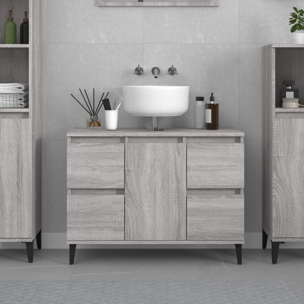 vidaXL Ντουλάπι Νιπτήρα Γκρι Sonoma 80 x 33 x 60εκ. Επεξεργασμένο Ξύλο