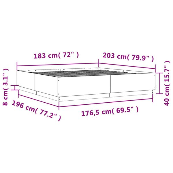 vidaXL Πλαίσιο Κρεβατιού Μαύρο 180 x 200 εκ. από Επεξεργασμένο Ξύλο