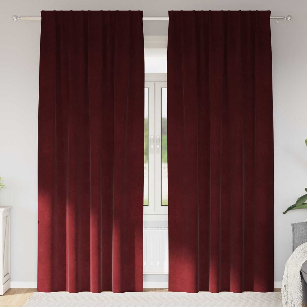 vidaXL Κουρτίνες με κουρτίνες 2 pcs Μπορντό 140 x 260 cm Βελούδο