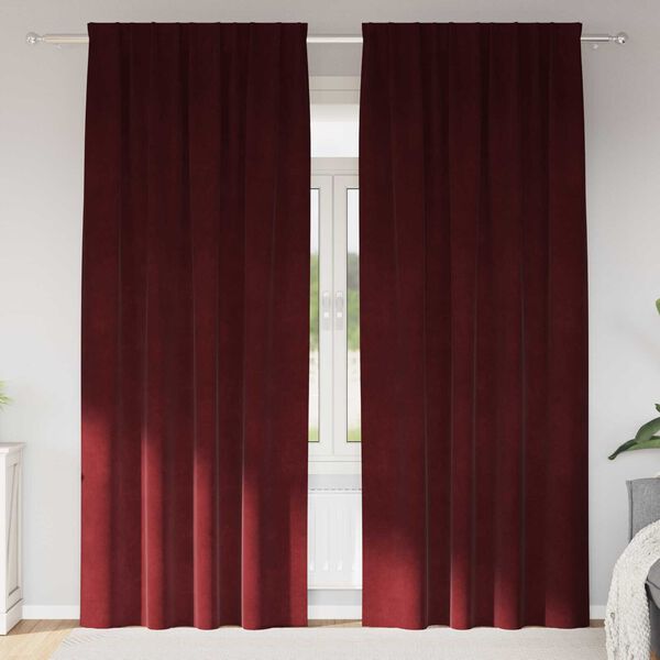 vidaXL Κουρτίνες με κουρτίνες 2 pcs Μπορντό 140 x 260 cm Βελούδο