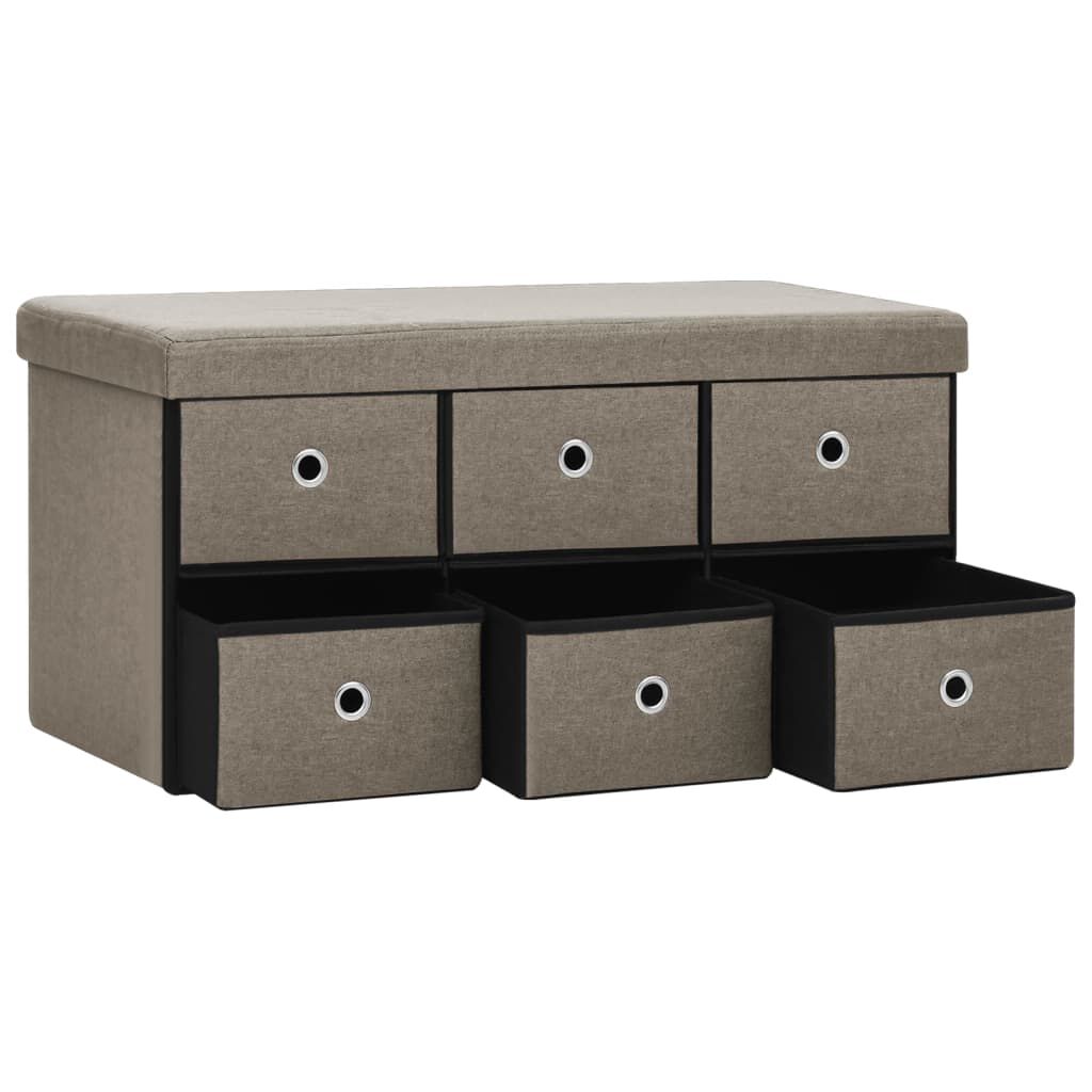 vidaXL Πάγκος Αποθήκευσης Πτυσσόμενος Taupe 76x38x38 εκ Συνθετικό Λινό