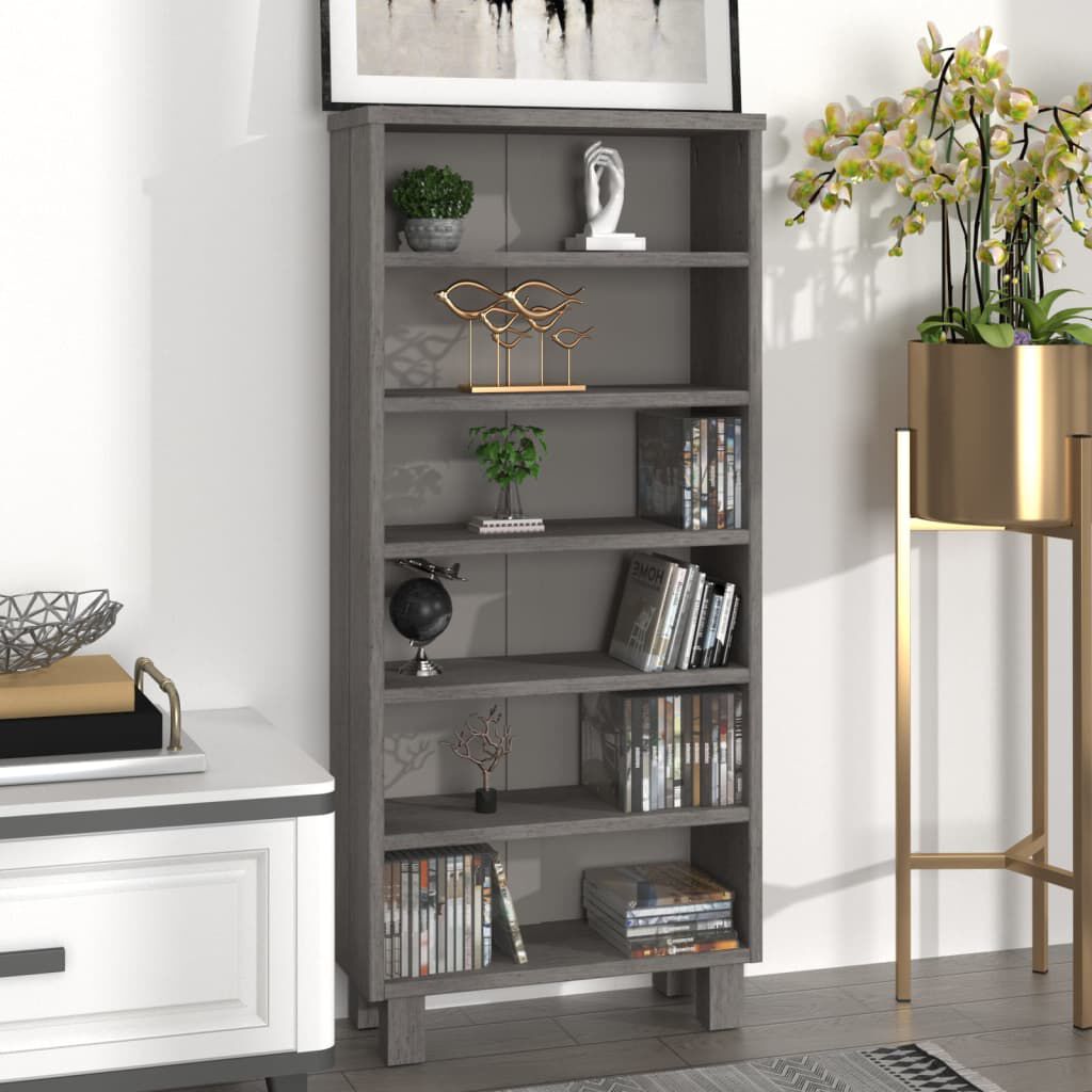 vidaXL Ραφιέρα CD HAMAR Αν. Γκρι 45x18x100 εκ. Μασίφ Ξύλο Πεύκου