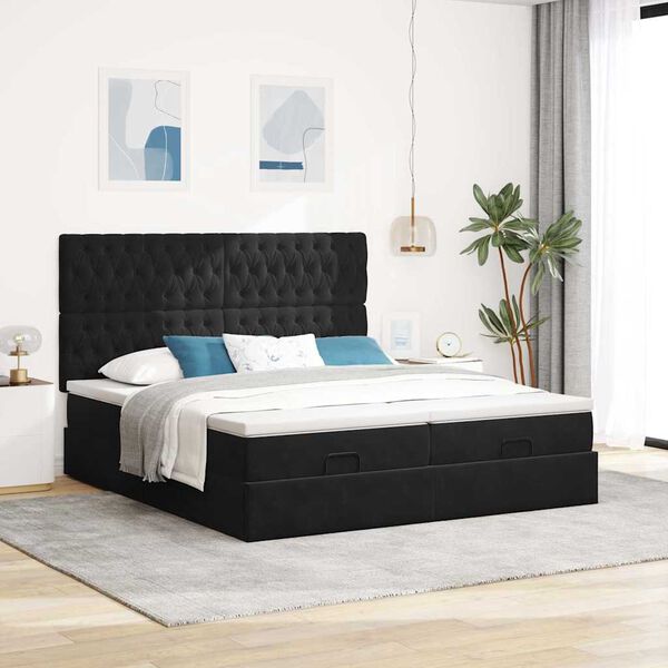 vidaXL &Omicron;&theta;&omega;&mu;&alpha;&nu;&iota;&kappa;ό &kappa;&rho;&epsilon;&beta;ά&tau;&iota; &mu;&epsilon; &sigma;&tau;&rho;ώ&mu;&alpha;&tau;&alpha; &Mu;&alpha;ύ&rho;&omicron; 180x200cm Velvet