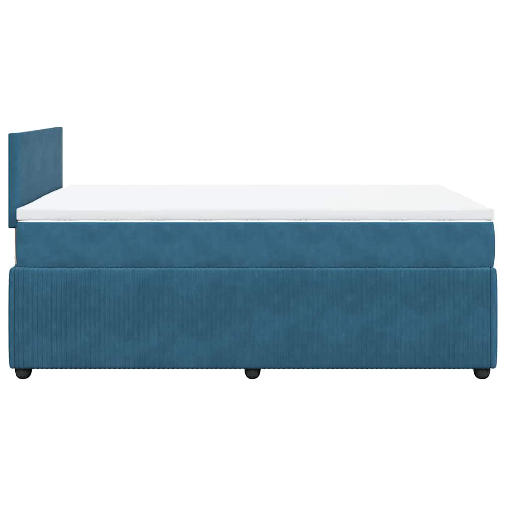 vidaXL Κρεβάτι Boxspring με Στρώμα Μπλε 120x190 εκ. Βελούδινο