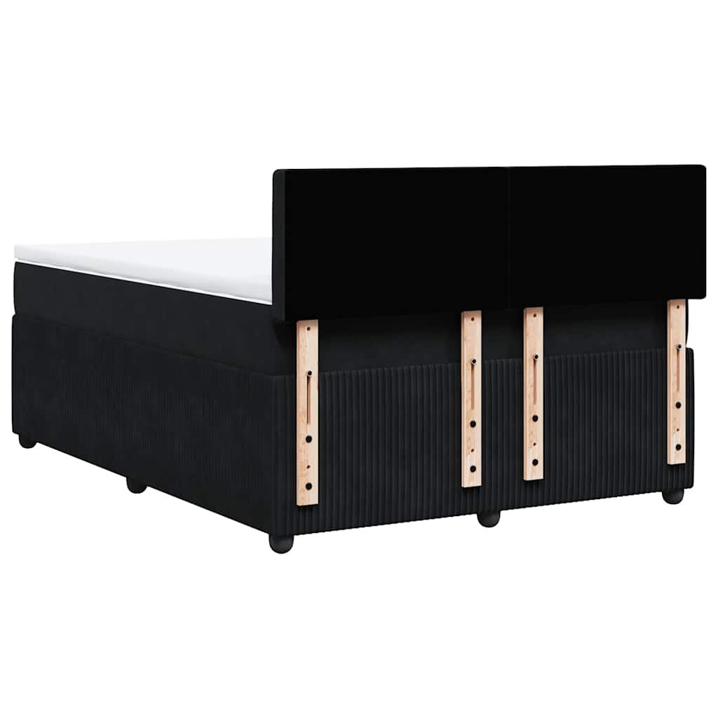 vidaXL Κρεβάτι Boxspring με Στρώμα Μαύρο 160x200 εκ. Βελούδινο