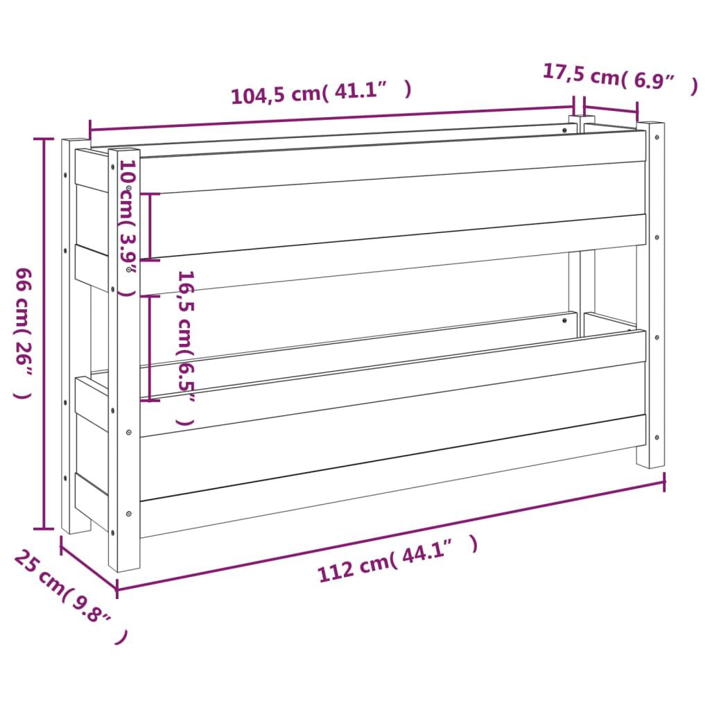 vidaXL Ζαρντινιέρα 112x25x66 εκ. από Μασίφ Ξύλο Πεύκου