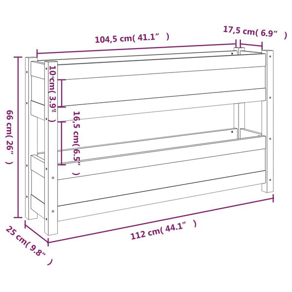 vidaXL Ζαρντινιέρα 112x25x66 εκ. από Μασίφ Ξύλο Πεύκου