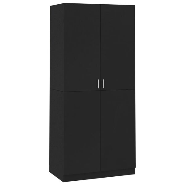 vidaXL Ντουλάπα Μαύρη 90 x 52 x 200 εκ. από Επεξ. Ξύλο