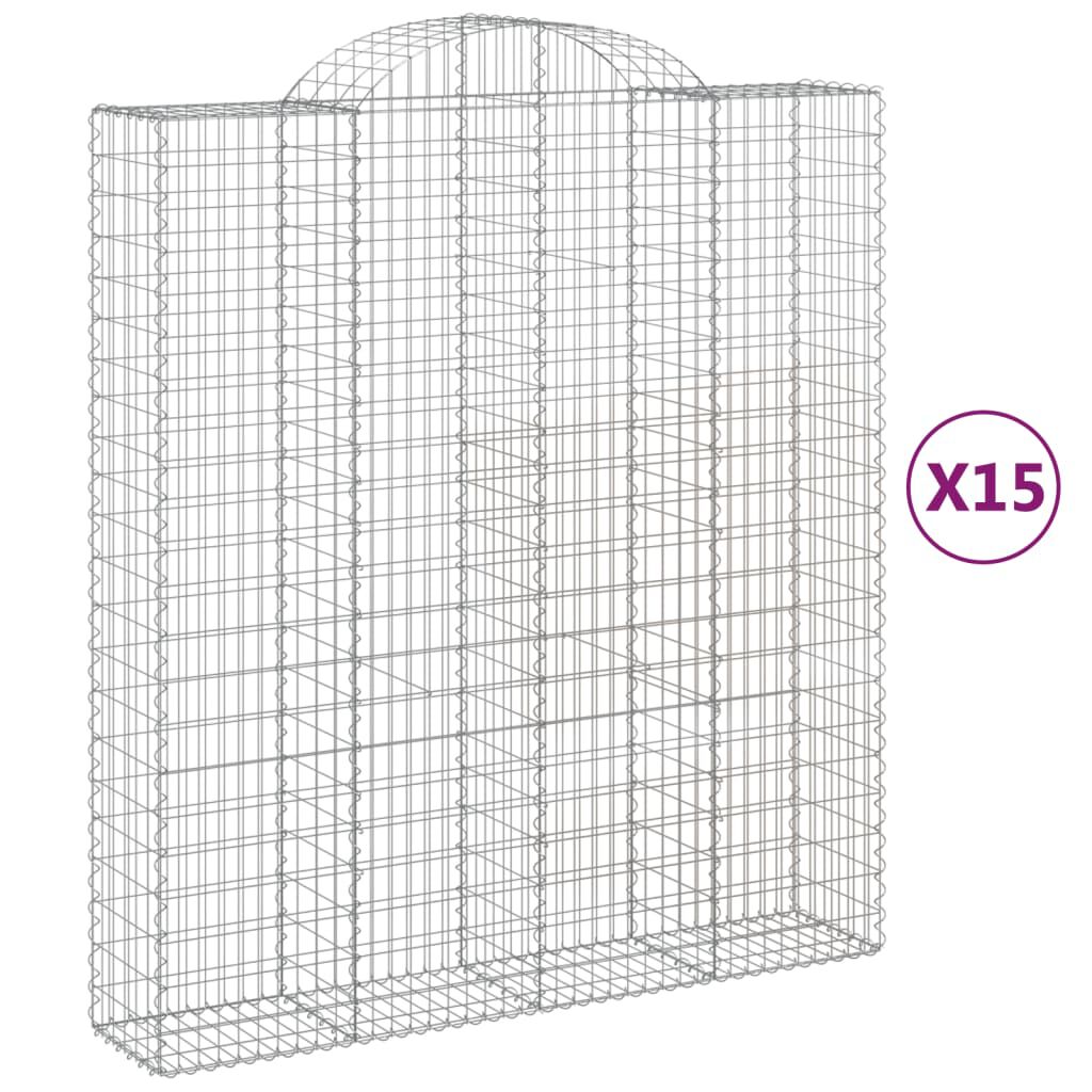 vidaXL Συρματοκιβώτια Τοξωτά 15 τεμ. 200x50x220/240 εκ. Γαλβαν. Ατσάλι
