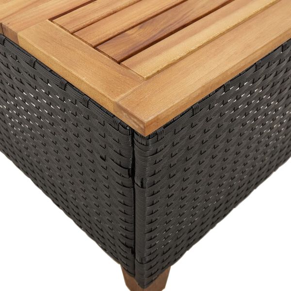 vidaXL Τραπέζι Κήπου Μαύρο 45x45x37 εκ. Συνθετικό Ρατάν/Ξύλο Ακακίας
