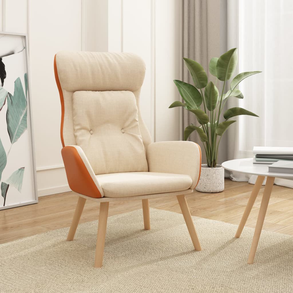 vidaXL Πολυθρόνα Relax Κρεμ από Ύφασμα και PVC