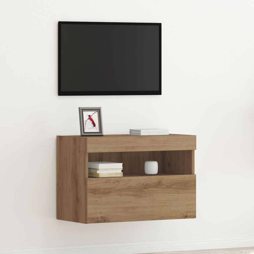 vidaXL Ντουλάπα Τοίχου για TV με LED Φώτα Artisan Oak 60x30x40 εκ.