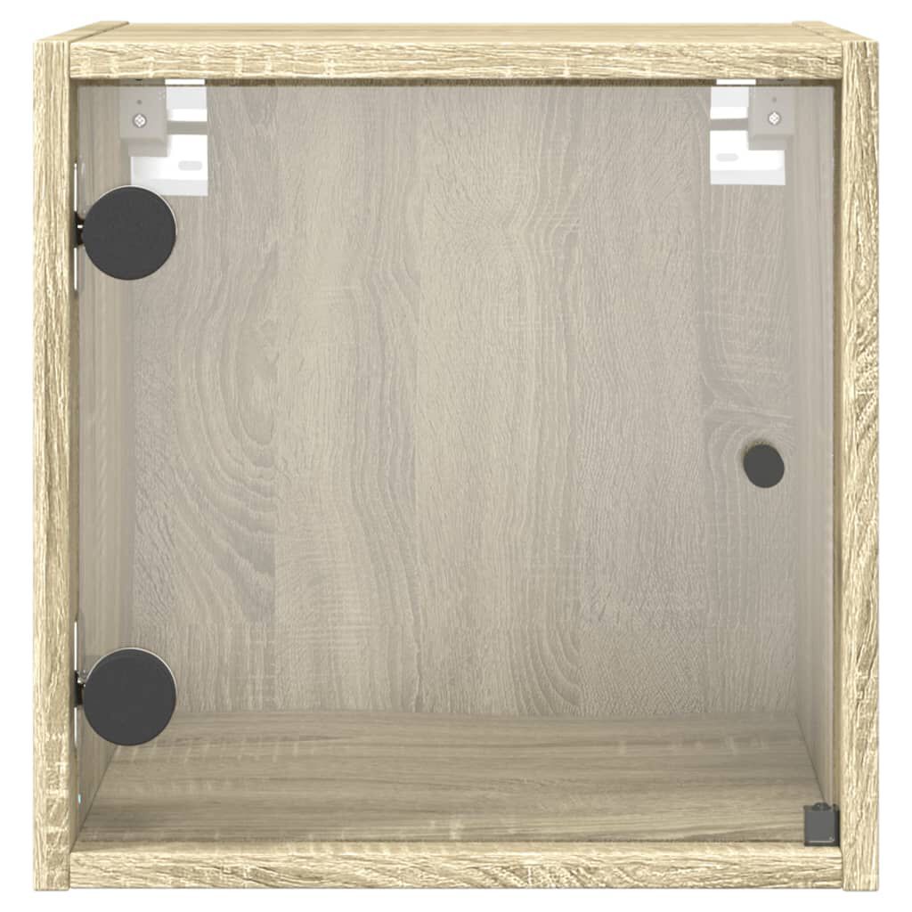 vidaXL Κομοδίνα 2 τεμ. Sonoma Δρυς 35x37x35 εκ. με Γυάλινες Πόρτες