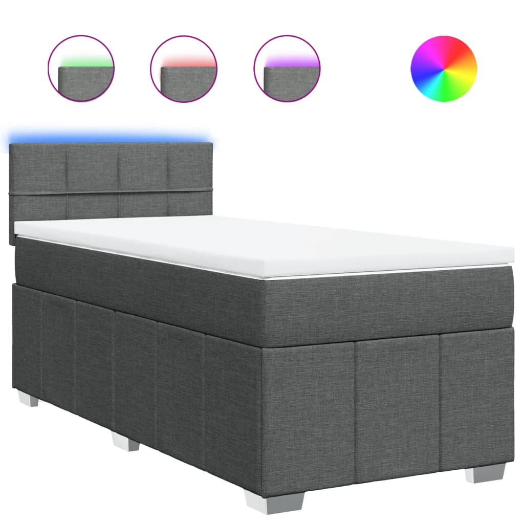 vidaXL Κρεβάτι Boxspring με Στρώμα Σκούρο Γκρι 80x200 εκ. Υφασμάτινο